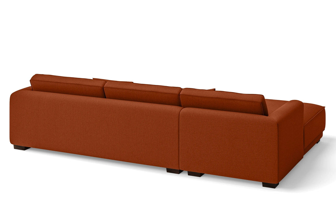 LIVELUSSO Chaise Lounge Sofa Barletta 4 Seater Left Hand Facing Chaise Lounge Corner Sofa Orange Linen Fabric