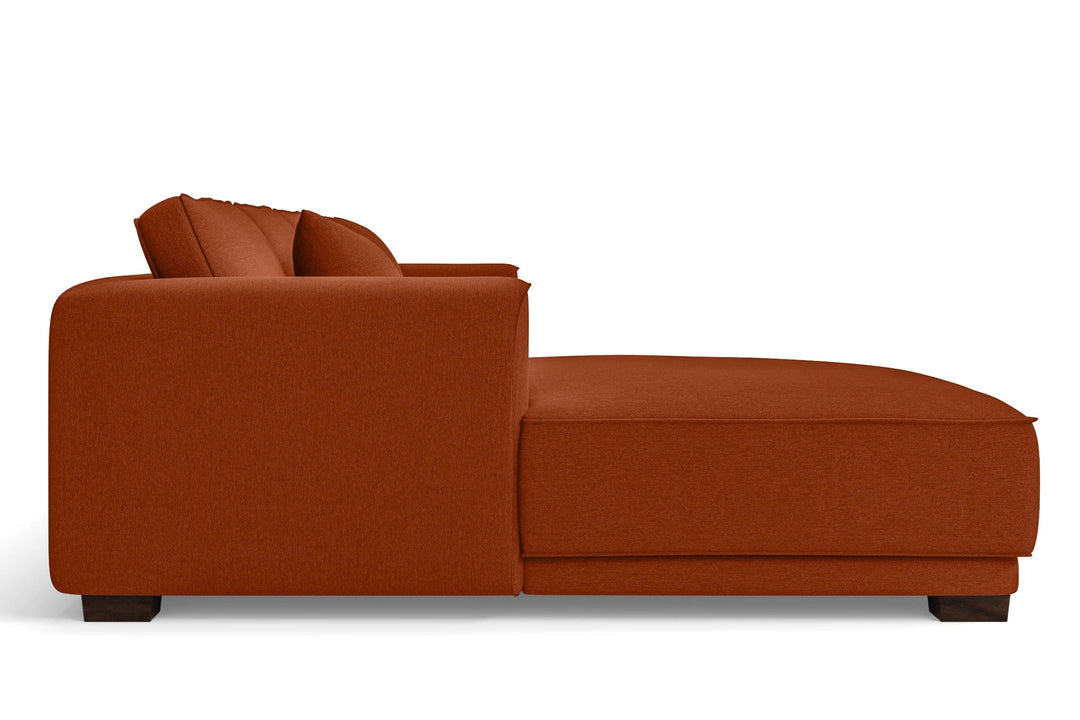 LIVELUSSO Chaise Lounge Sofa Barletta 4 Seater Left Hand Facing Chaise Lounge Corner Sofa Orange Linen Fabric