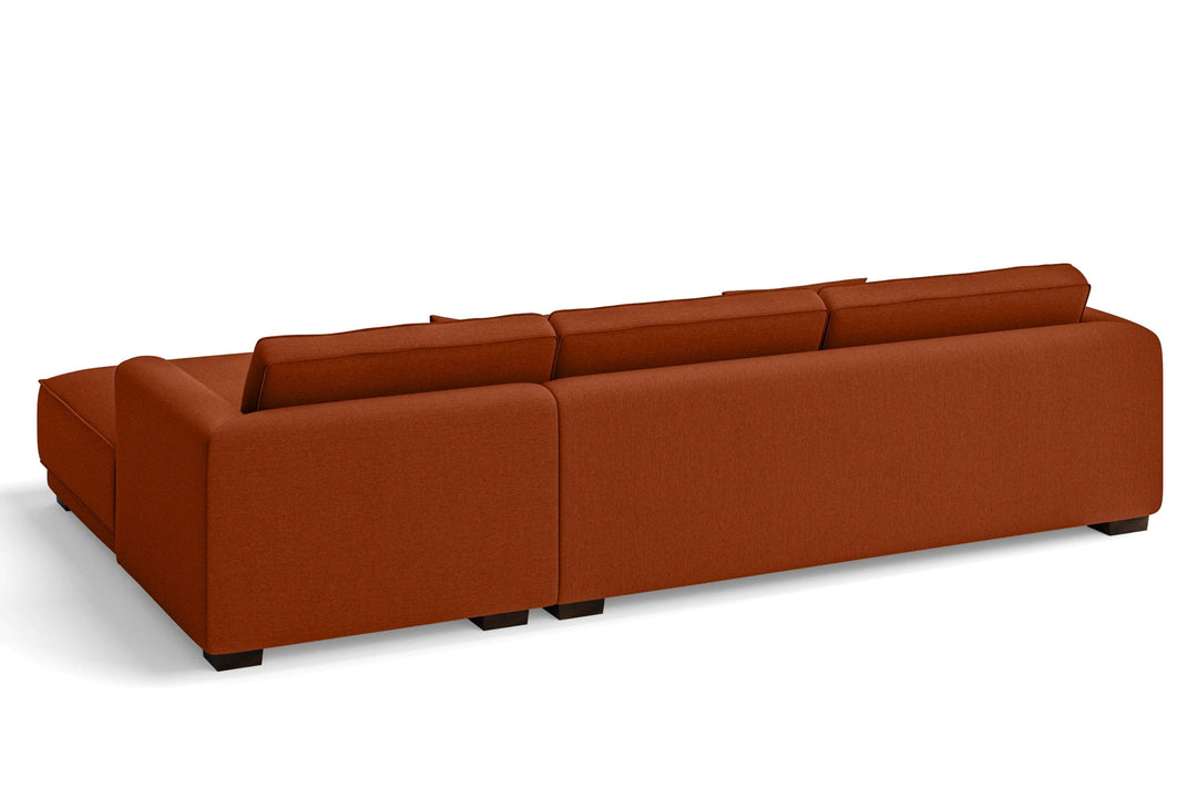 LIVELUSSO Chaise Lounge Sofa Barletta 4 Seater Right Hand Facing Chaise Lounge Corner Sofa Orange Linen Fabric