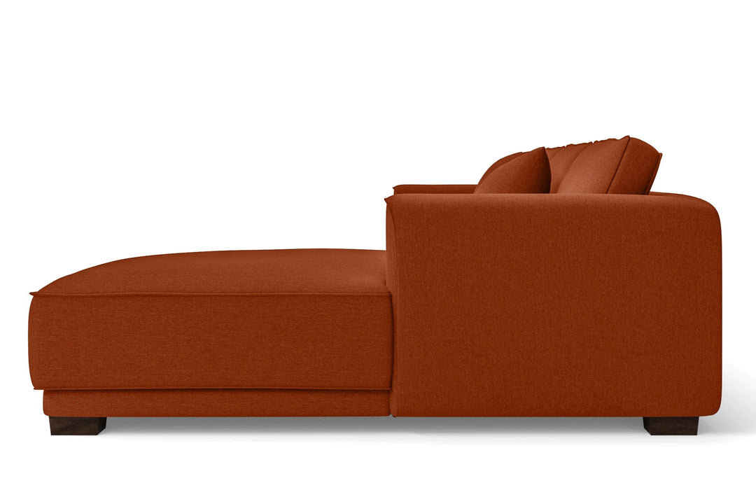 LIVELUSSO Chaise Lounge Sofa Barletta 4 Seater Right Hand Facing Chaise Lounge Corner Sofa Orange Linen Fabric