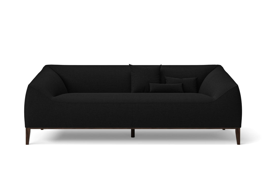 LIVELUSSO Sofa Bergamo 3 Seater Sofa Black Linen Fabric