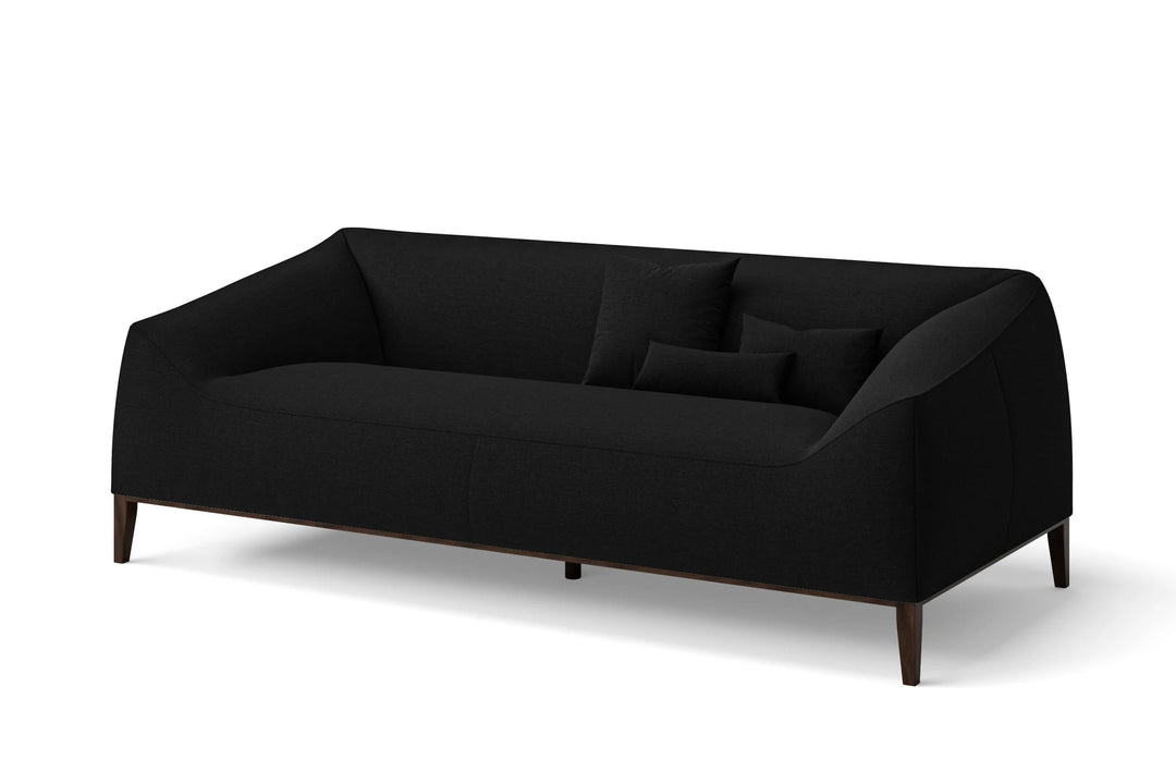 LIVELUSSO Sofa Bergamo 3 Seater Sofa Black Linen Fabric