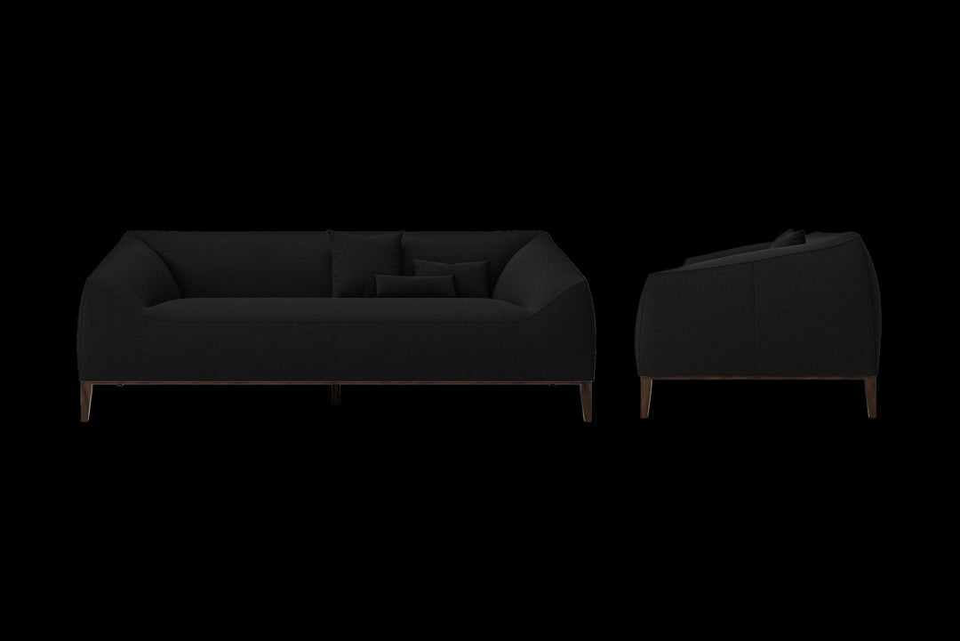 LIVELUSSO Sofa Bergamo 3 Seater Sofa Black Linen Fabric