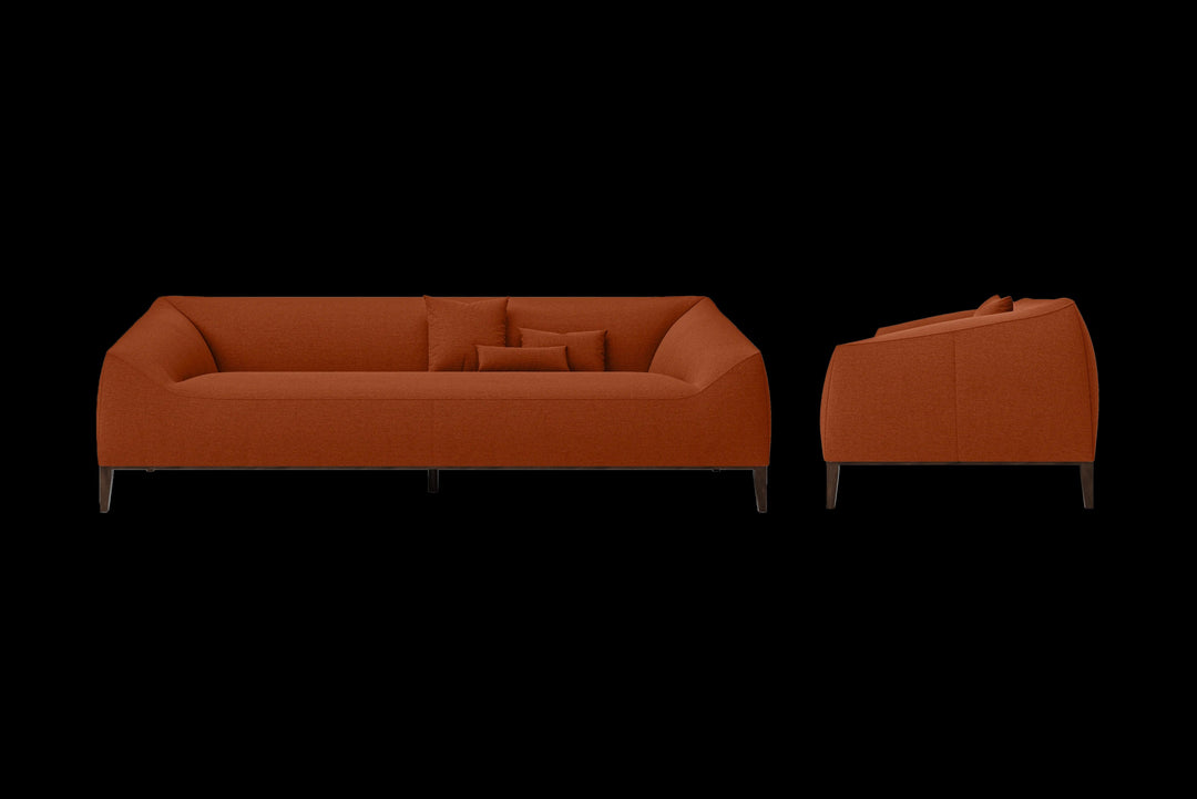 LIVELUSSO Sofa Bergamo 4 Seater Sofa Orange Linen Fabric