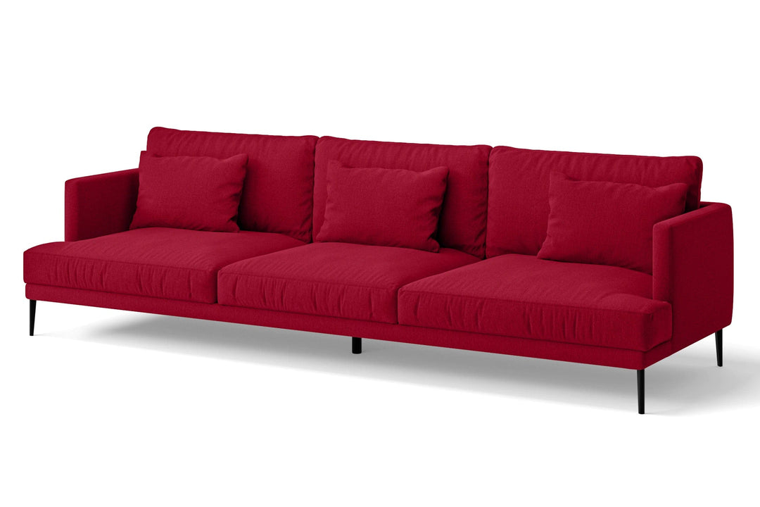 LIVELUSSO Sofa Bisceglie 4 Seater Sofa Red Linen Fabric