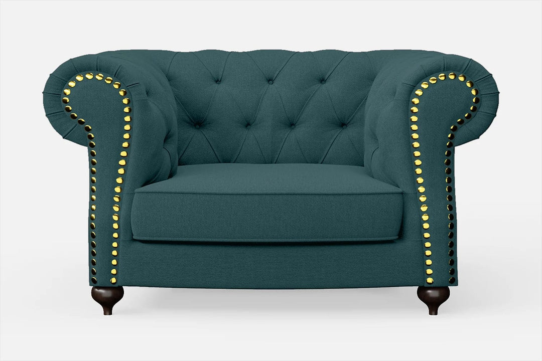 LIVELUSSO Armchair Bitonto Armchair Teal Linen Fabric