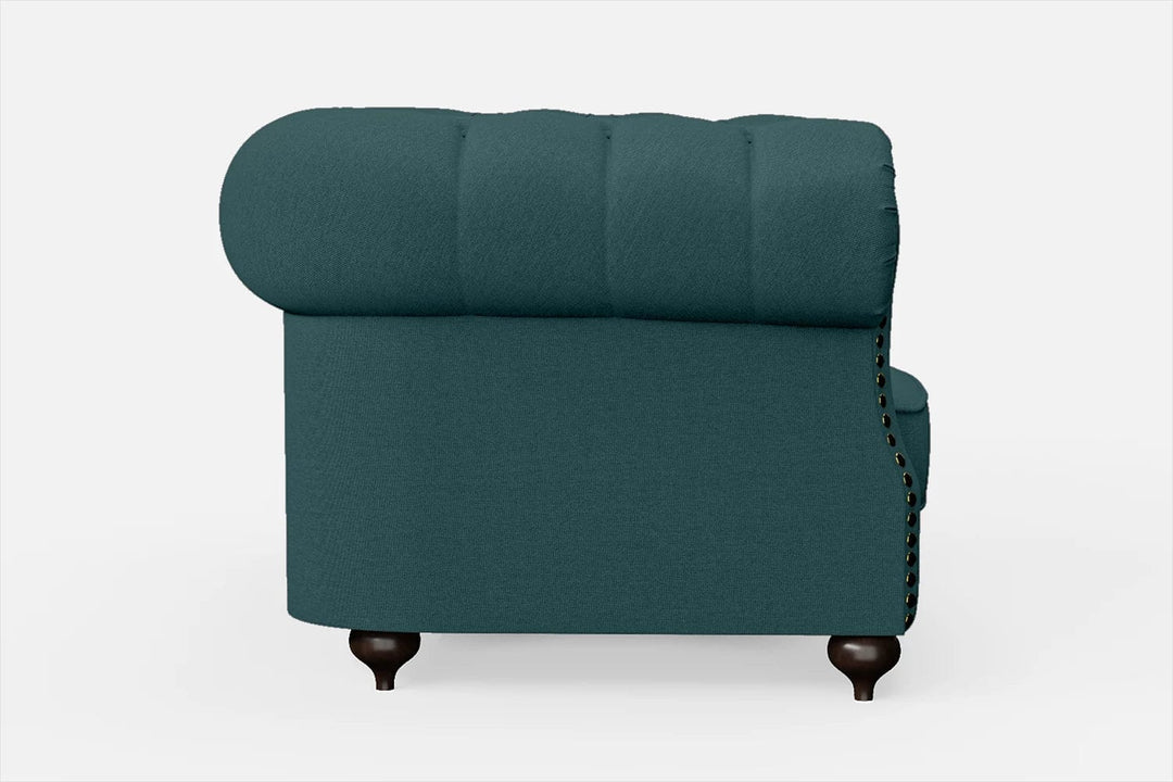 LIVELUSSO Armchair Bitonto Armchair Teal Linen Fabric