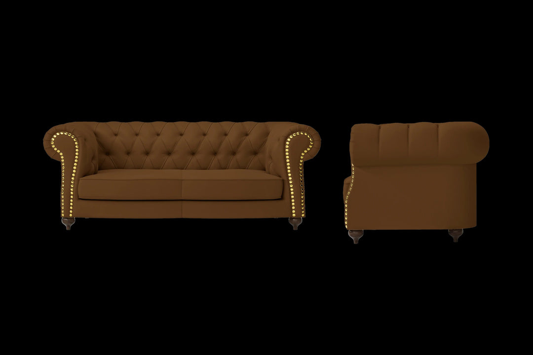 LIVELUSSO Sofa Bitonto 2 Seater Sofa Walnut Brown Leather