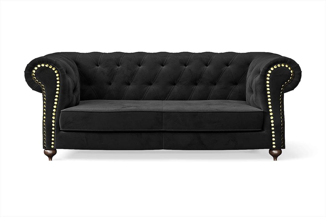 LIVELUSSO Sofa Bitonto 2 Seater Sofa Black Velvet