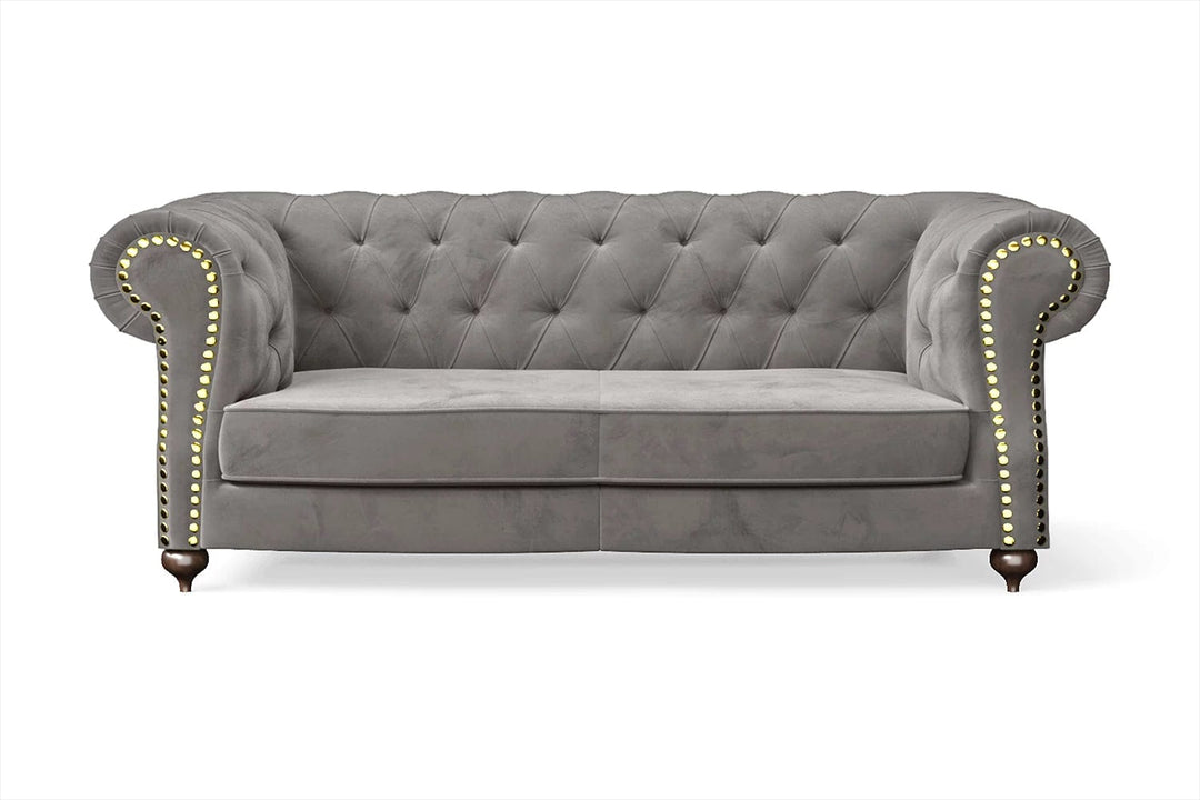 LIVELUSSO Sofa Bitonto 2 Seater Sofa Grey Velvet