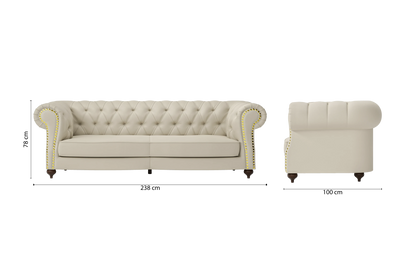 Bitonto 3 Seater Sofa Cream Leather