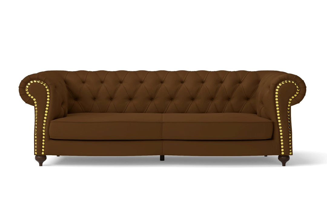 LIVELUSSO Sofa Bitonto 3 Seater Sofa Walnut Brown Leather