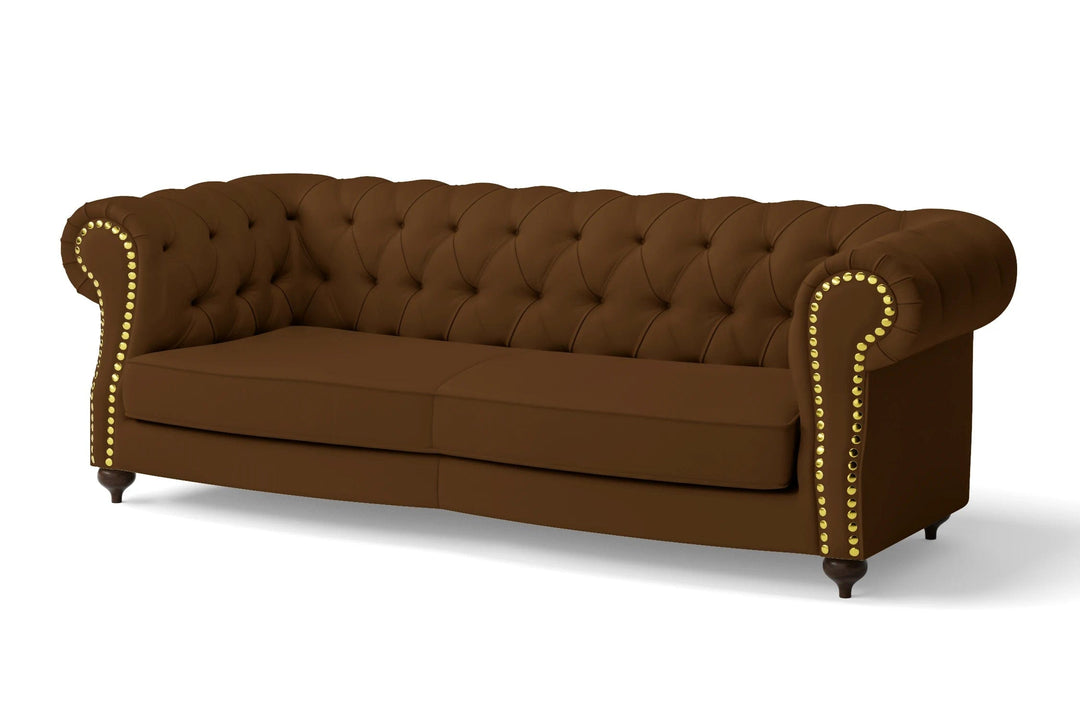 LIVELUSSO Sofa Bitonto 3 Seater Sofa Walnut Brown Leather