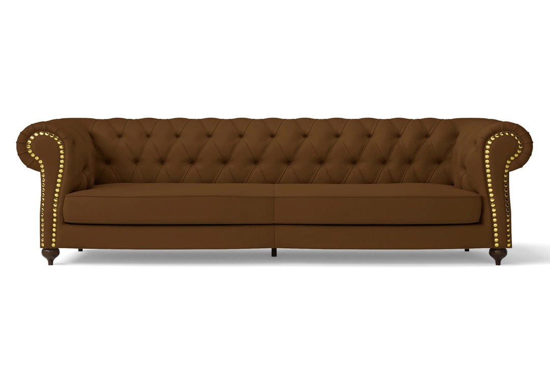 LIVELUSSO Sofa Bitonto 4 Seater Sofa Walnut Brown Leather