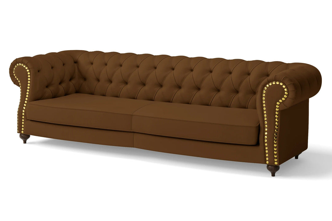 LIVELUSSO Sofa Bitonto 4 Seater Sofa Walnut Brown Leather