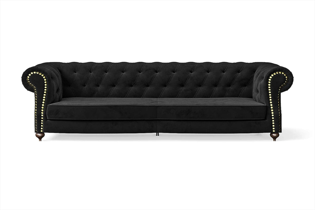 LIVELUSSO Sofa Bitonto 4 Seater Sofa Black Velvet