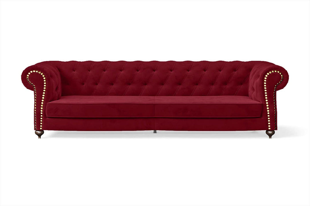 LIVELUSSO Sofa Bitonto 4 Seater Sofa Red Velvet