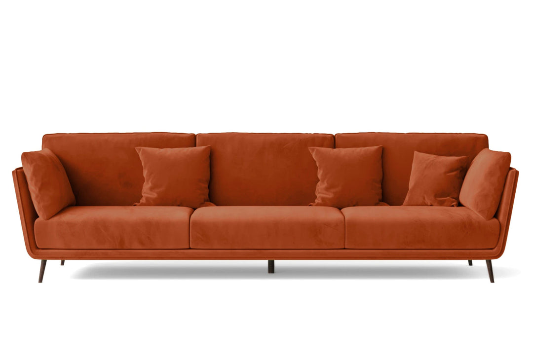 LIVELUSSO Sofa Bologna 4 Seater Sofa Orange Velvet