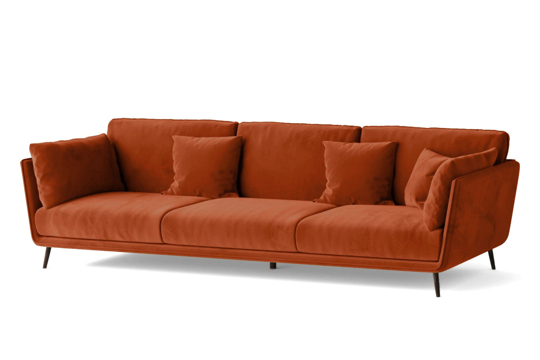 LIVELUSSO Sofa Bologna 4 Seater Sofa Orange Velvet