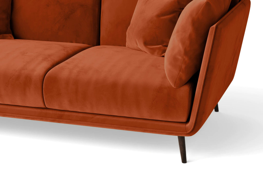 LIVELUSSO Sofa Bologna 4 Seater Sofa Orange Velvet