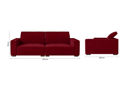 Bolzano 3 Seater Sofa Red Velvet