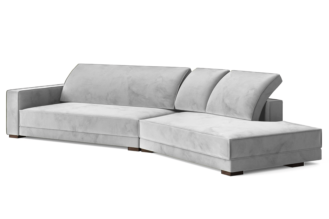 LIVELUSSO Chaise Lounge Sofa Bolzano 4 Seater Right Hand Facing Chaise Lounge Corner Sofa White Velvet