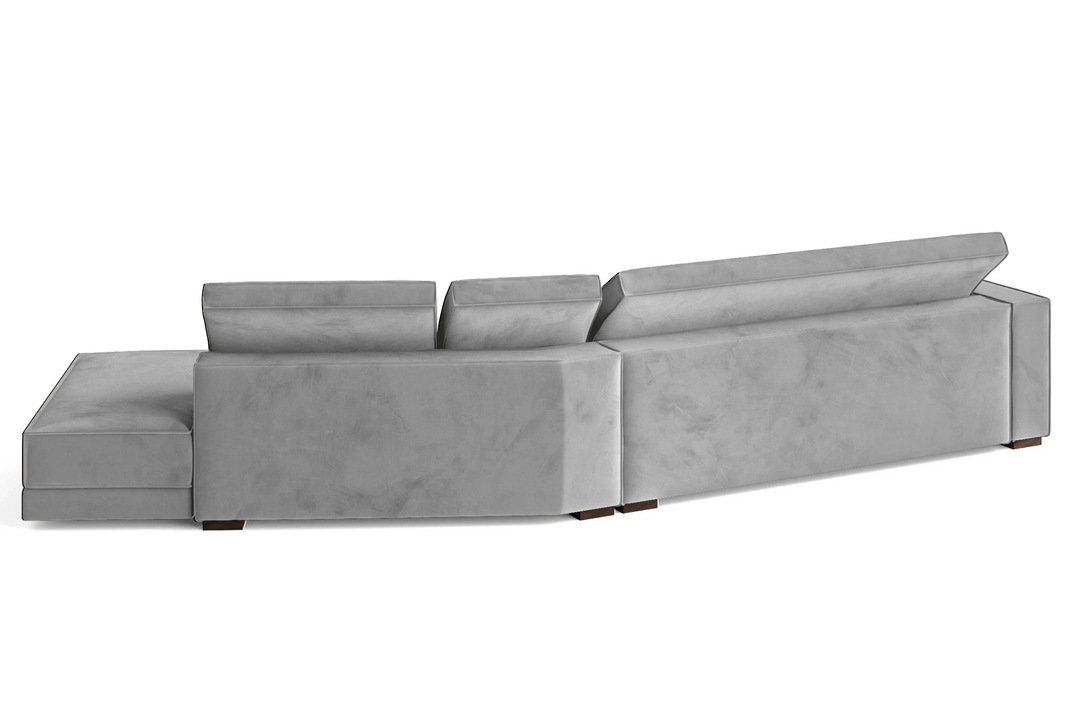 LIVELUSSO Chaise Lounge Sofa Bolzano 4 Seater Right Hand Facing Chaise Lounge Corner Sofa White Velvet