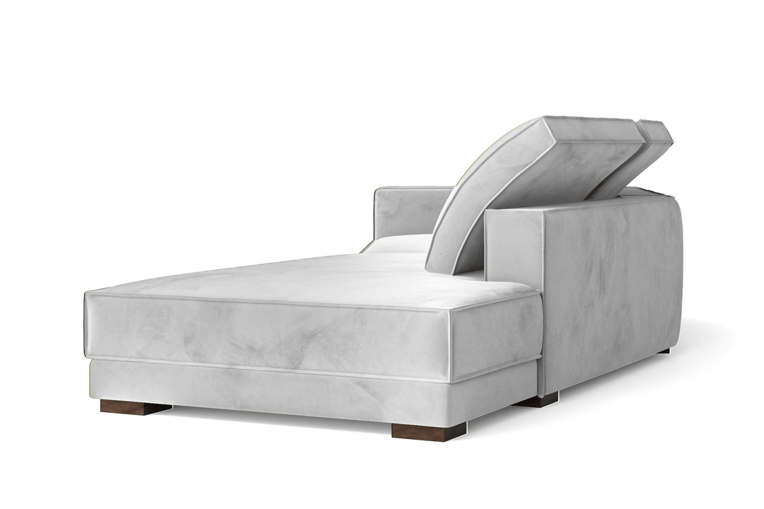 LIVELUSSO Chaise Lounge Sofa Bolzano 4 Seater Right Hand Facing Chaise Lounge Corner Sofa White Velvet