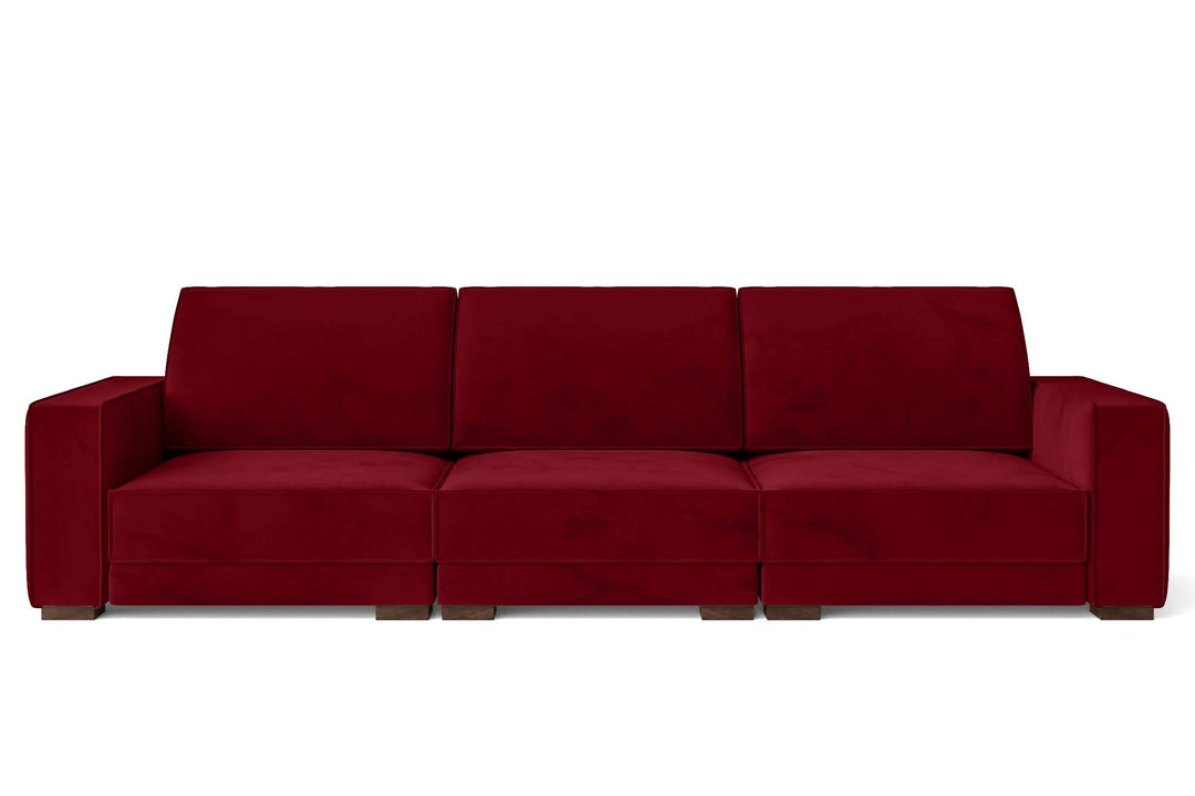 LIVELUSSO Sofa Bolzano 4 Seater Sofa Red Velvet