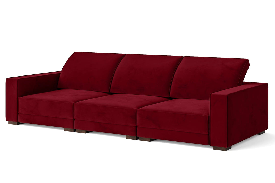 LIVELUSSO Sofa Bolzano 4 Seater Sofa Red Velvet