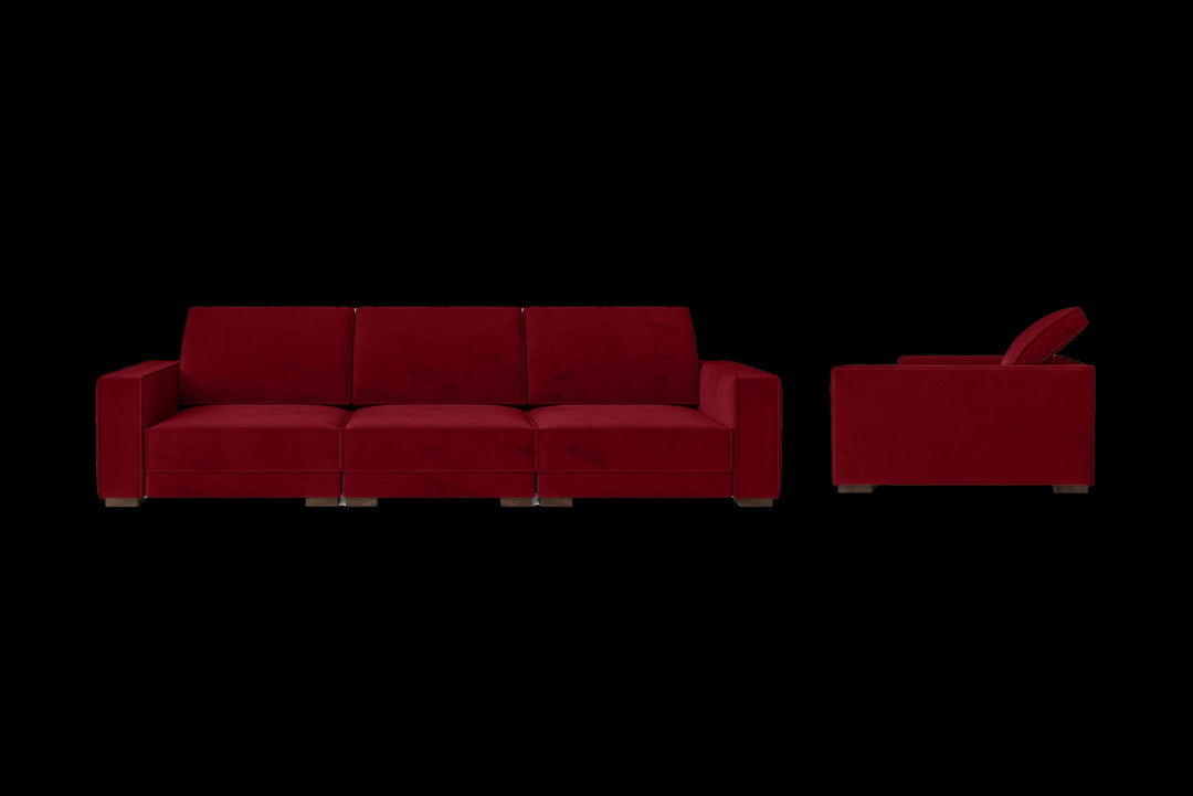 LIVELUSSO Sofa Bolzano 4 Seater Sofa Red Velvet