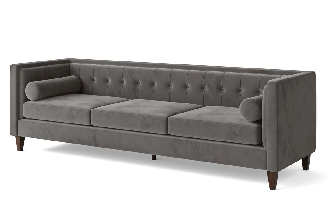 LIVELUSSO Sofa Brescia 4 Seater Sofa Grey Velvet