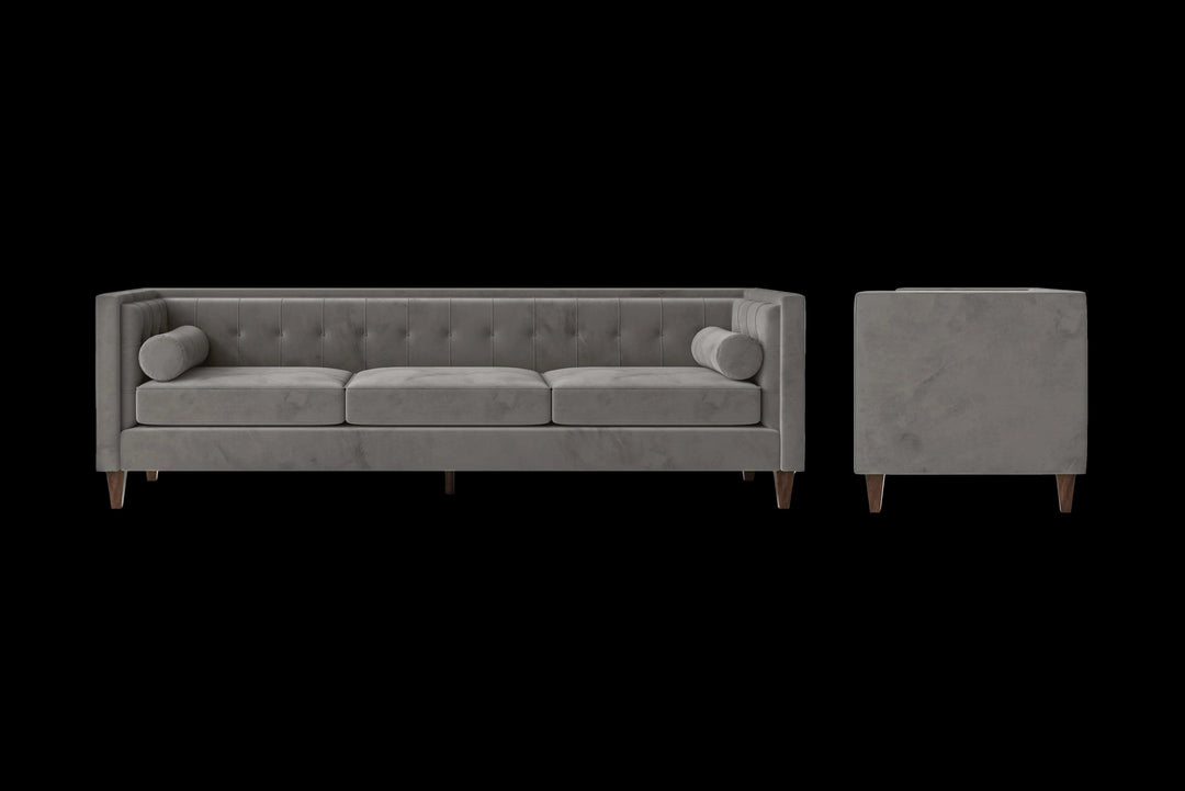 LIVELUSSO Sofa Brescia 4 Seater Sofa Grey Velvet