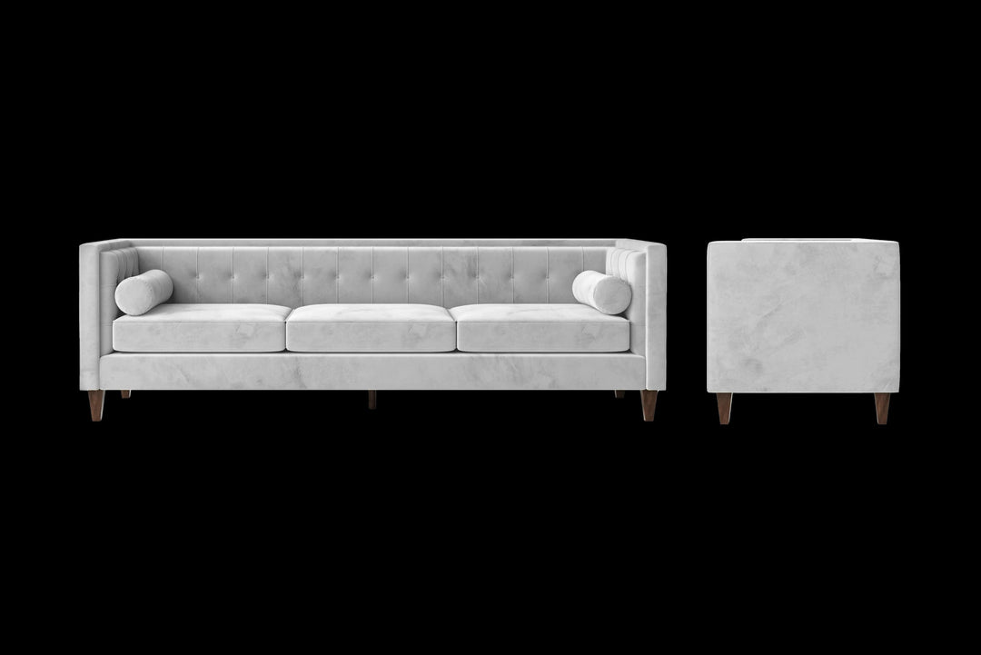 LIVELUSSO Sofa Brescia 4 Seater Sofa White Velvet