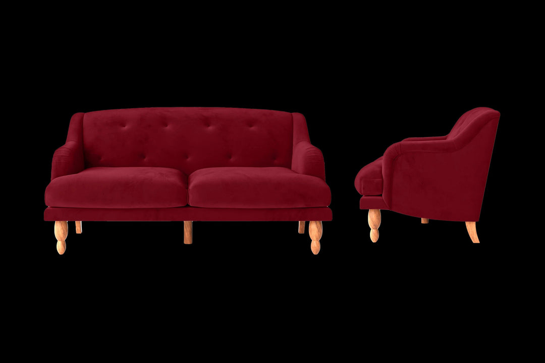 LIVELUSSO Sofa Burlington 3 Seater Sofa Red Velvet