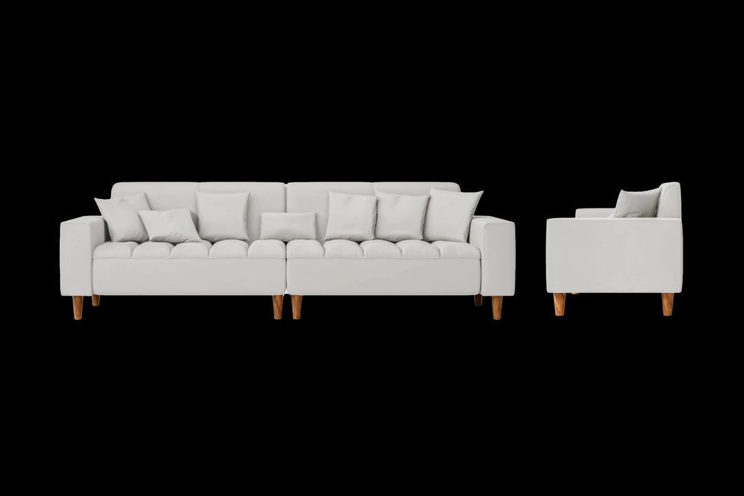 LIVELUSSO Sofa Campania 4 Seater Sofa White Leather