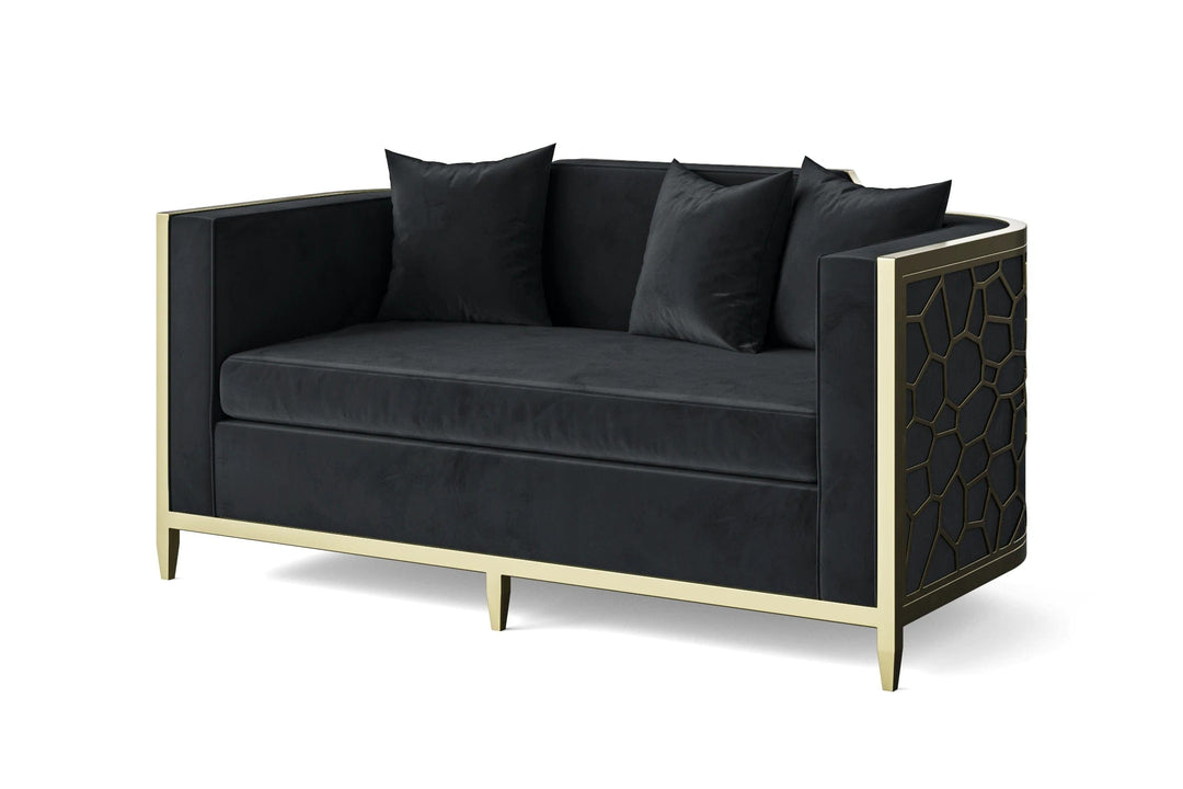 LIVELUSSO Sofa Carrara 2 Seater Sofa Dark Grey Velvet