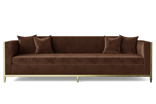 Carrara 4 Seater Sofa Coffee Brown Velvet