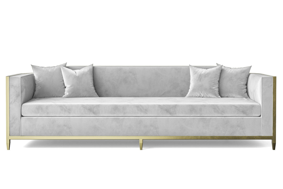 LIVELUSSO Sofa Carrara 4 Seater Sofa White Velvet