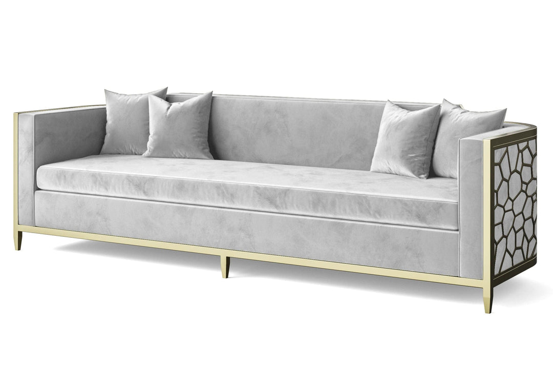 LIVELUSSO Sofa Carrara 4 Seater Sofa White Velvet