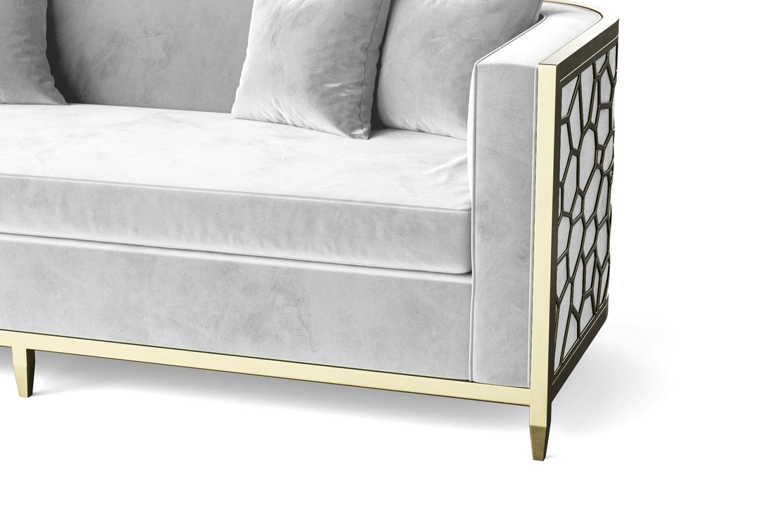 LIVELUSSO Sofa Carrara 4 Seater Sofa White Velvet