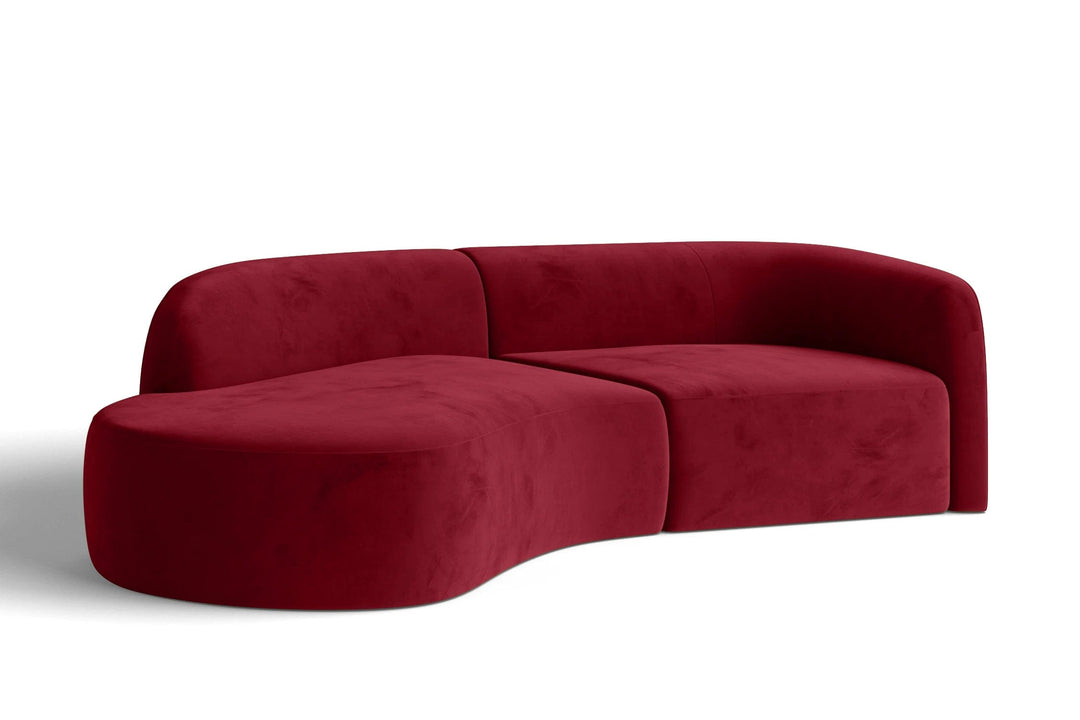 LIVELUSSO Chaise Lounge Sofa Caserta 3 Seater Left Hand Facing Chaise Lounge Corner Sofa Red Velvet