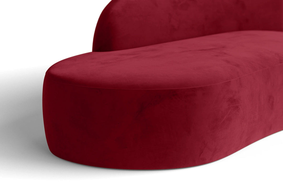 LIVELUSSO Chaise Lounge Sofa Caserta 3 Seater Left Hand Facing Chaise Lounge Corner Sofa Red Velvet