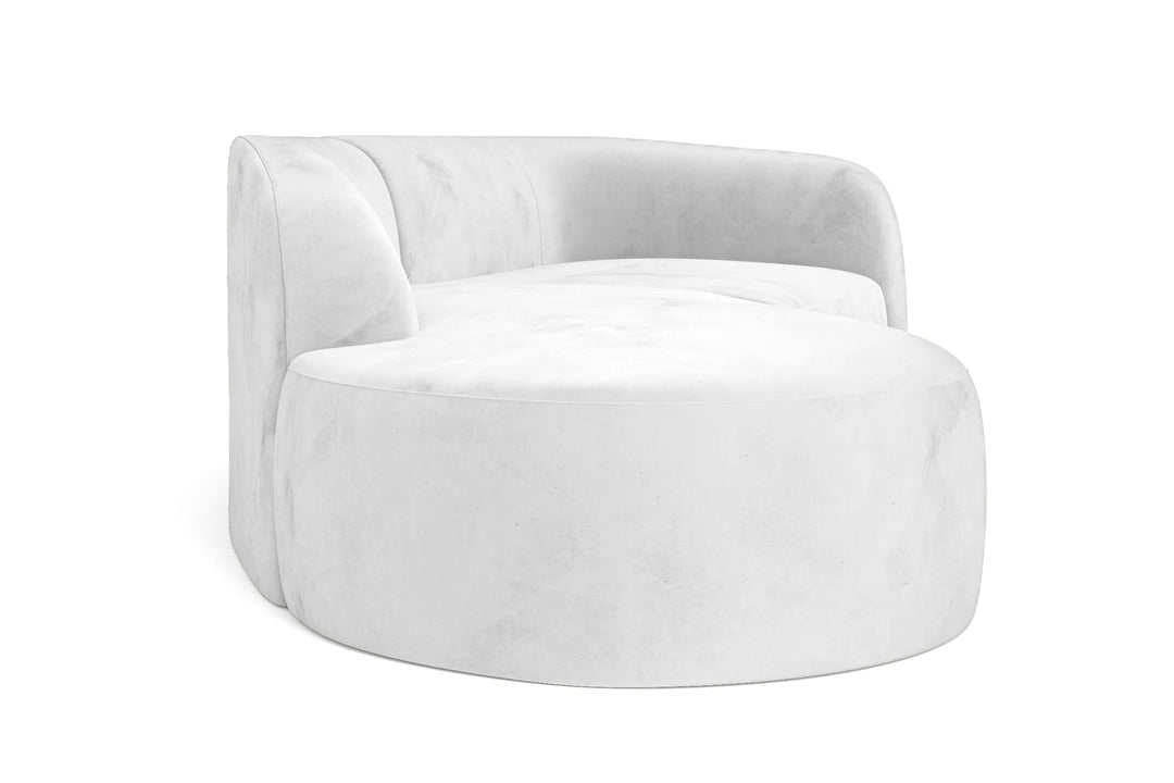 LIVELUSSO Chaise Lounge Sofa Caserta 3 Seater Left Hand Facing Chaise Lounge Corner Sofa White Velvet