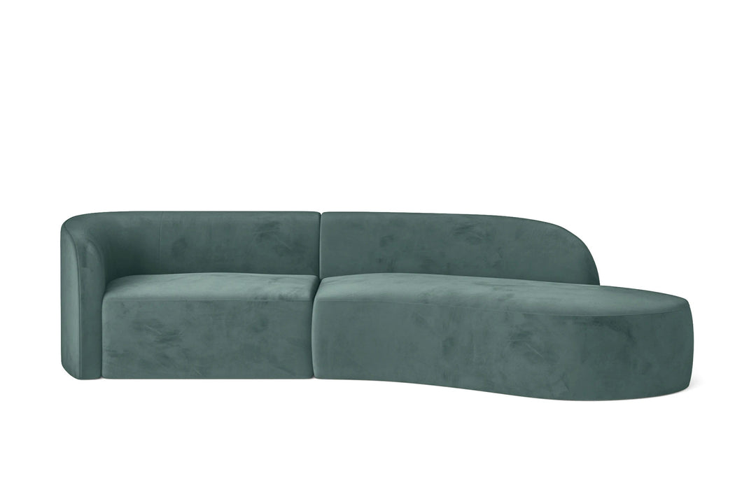 Caserta 3 Seater Right Hand Facing Chaise Lounge Corner Sofa Teal Velvet