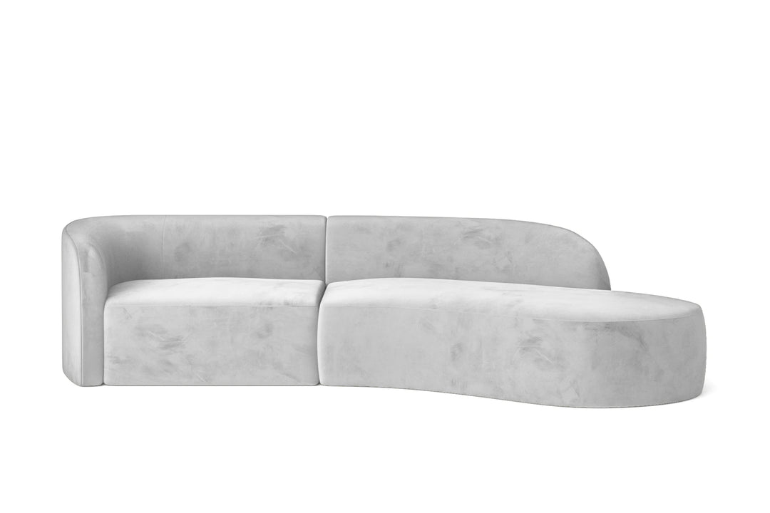 LIVELUSSO Chaise Lounge Sofa Caserta 3 Seater Right Hand Facing Chaise Lounge Corner Sofa White Velvet