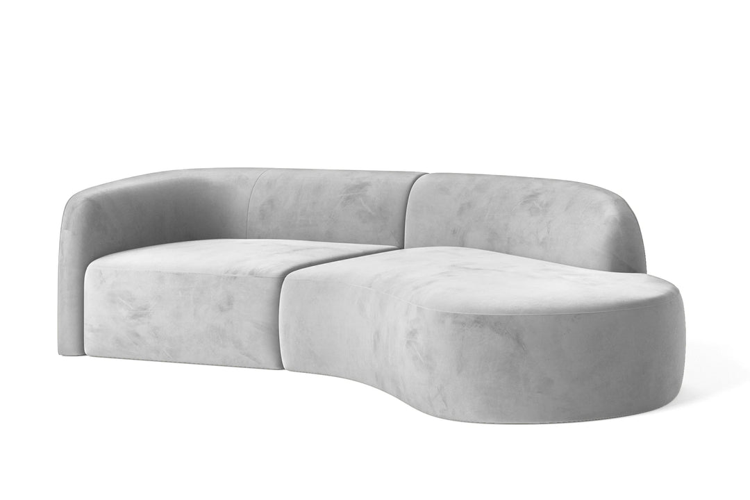 LIVELUSSO Chaise Lounge Sofa Caserta 3 Seater Right Hand Facing Chaise Lounge Corner Sofa White Velvet