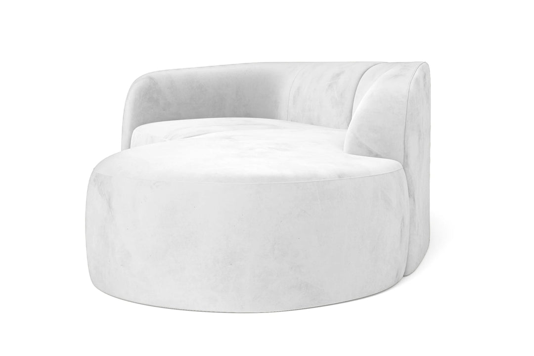 LIVELUSSO Chaise Lounge Sofa Caserta 3 Seater Right Hand Facing Chaise Lounge Corner Sofa White Velvet