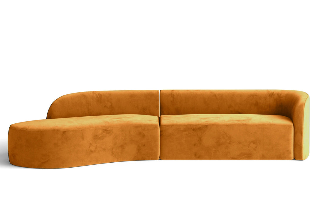 LIVELUSSO Chaise Lounge Sofa Caserta 4 Seater Left Hand Facing Chaise Lounge Corner Sofa Gold Velvet