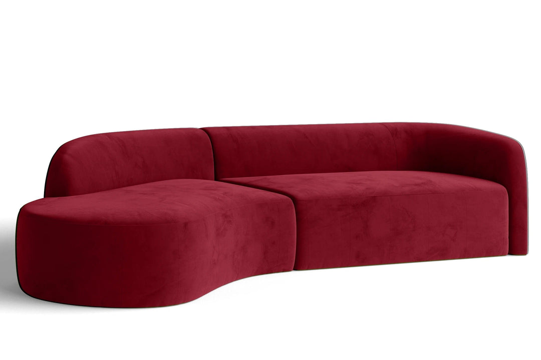 LIVELUSSO Chaise Lounge Sofa Caserta 4 Seater Left Hand Facing Chaise Lounge Corner Sofa Red Velvet